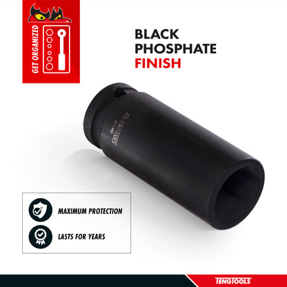 Teng Tools Dado de impacto de molibdeno de cromo y molibdeno de 13/16 pulgadas, 6 puntos de profundidad SAE de 1/2 pulgada de profundidad | Herramienta mecánica | Herramienta manual - 920226