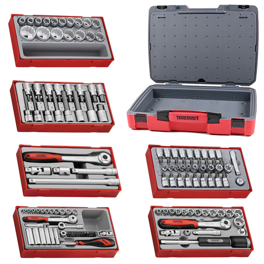 Teng Tools 122 Piece Mixed Drive Metric Regular, TX TPX TXE & Hex Bit Socket Kit - TC-6T-25