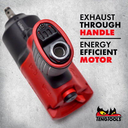 Teng Tools Pistolet à clé à chocs pneumatique composite réversible à couple élevé à entraînement carré de 3/8 pouces - ARWC38