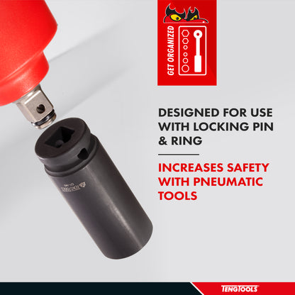 Teng Tools Dado de impacto de molibdeno de cromo y molibdeno de 1-1/8 pulgadas, 6 puntos de profundidad SAE de 1/2 pulgada de profundidad | Herramienta mecánica | Herramienta manual - 920236