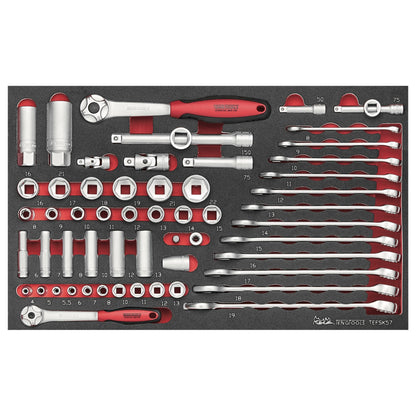 Teng Tools - Kit de douilles, clés et mousse pour service général, 64 pièces, à entraînement mixte - TC-6T-18 