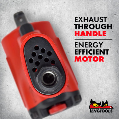 Teng Tools Mini clé à chocs pneumatique compacte réversible à couple élevé à entraînement carré de 1/2 pouce - ARWM12M