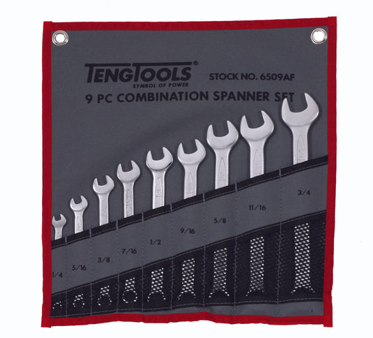 Teng Tools Juego de llaves combinadas SAE de 9 piezas y 12 puntos (1/4 pulgada - 3/4 pulgada) - 6509AF