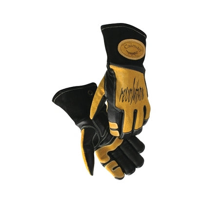 Caiman Revolution Welding Gloves, Cow Grain Leather, Black/Gold - 1 per PR
