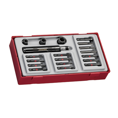 Teng Tools Juego de brocas de impacto, dados, extractores de tornillos, destornilladores y adaptadores con accionamiento de 1/4 de pulgada, 19 piezas -TTID19