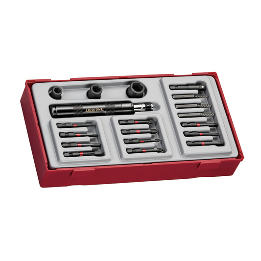Teng Tools Juego de brocas de impacto, dados, extractores de tornillos, destornilladores y adaptadores con accionamiento de 1/4 de pulgada, 19 piezas -TTID19