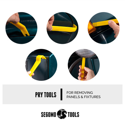 Segomo Tools Kit de herramientas para reparación y eliminación de abolladuras, abolladuras y daños sin pintura, 55 piezas, con elevador, extractor de puentes y pistola de pegamento (para carrocería, automóviles, motocicletas, bricolaje) - DENT01 