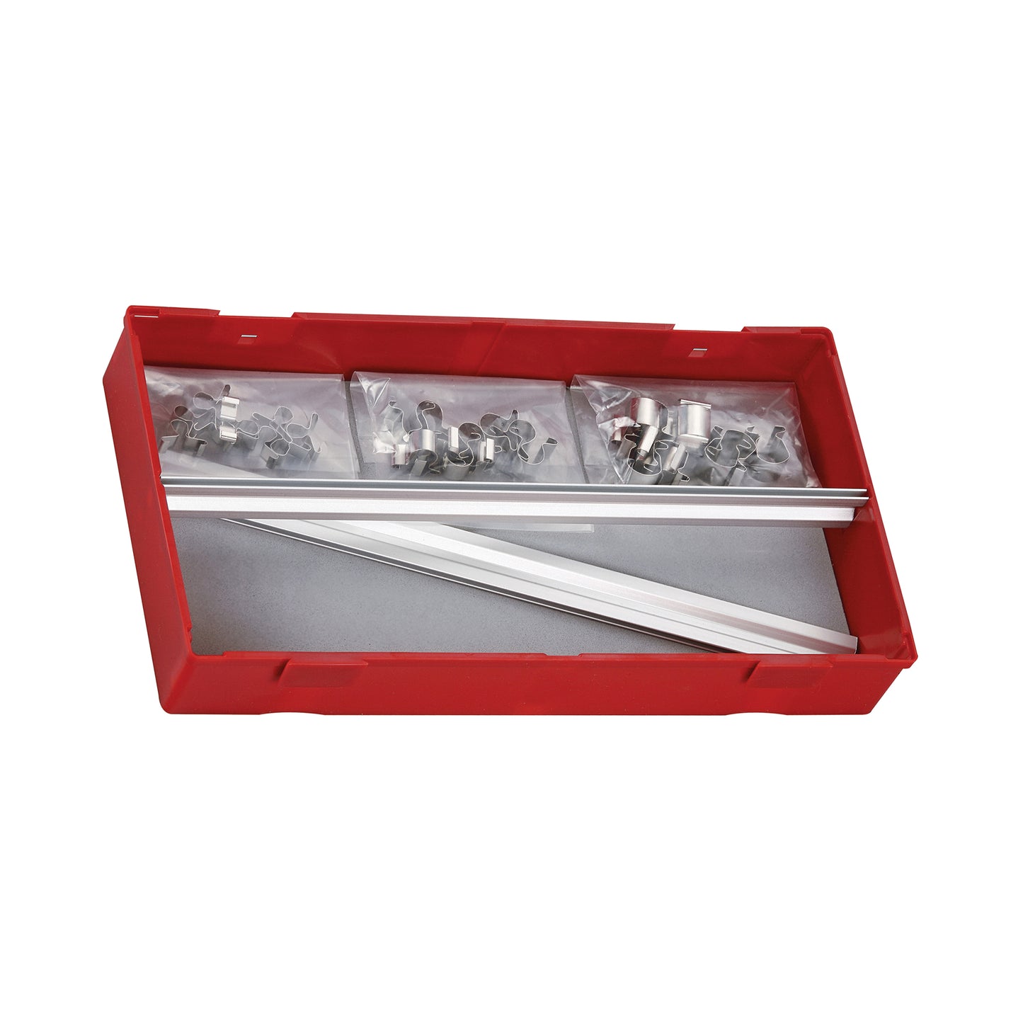 Teng Tools Juego de herramientas de clip de zócalo y riel de aluminio de 32 piezas para almacenamiento de zócalos - TTALU