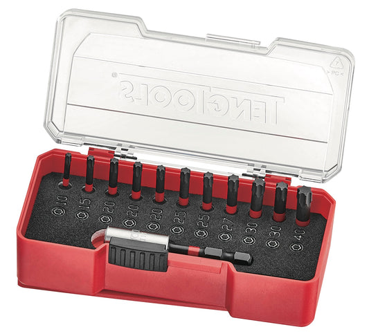 Teng Tools Juego de destornilladores de punta de impacto Torx con accionamiento hexagonal de 1/4 de pulgada (TX10 a TX40) de 12 piezas - TJ1414