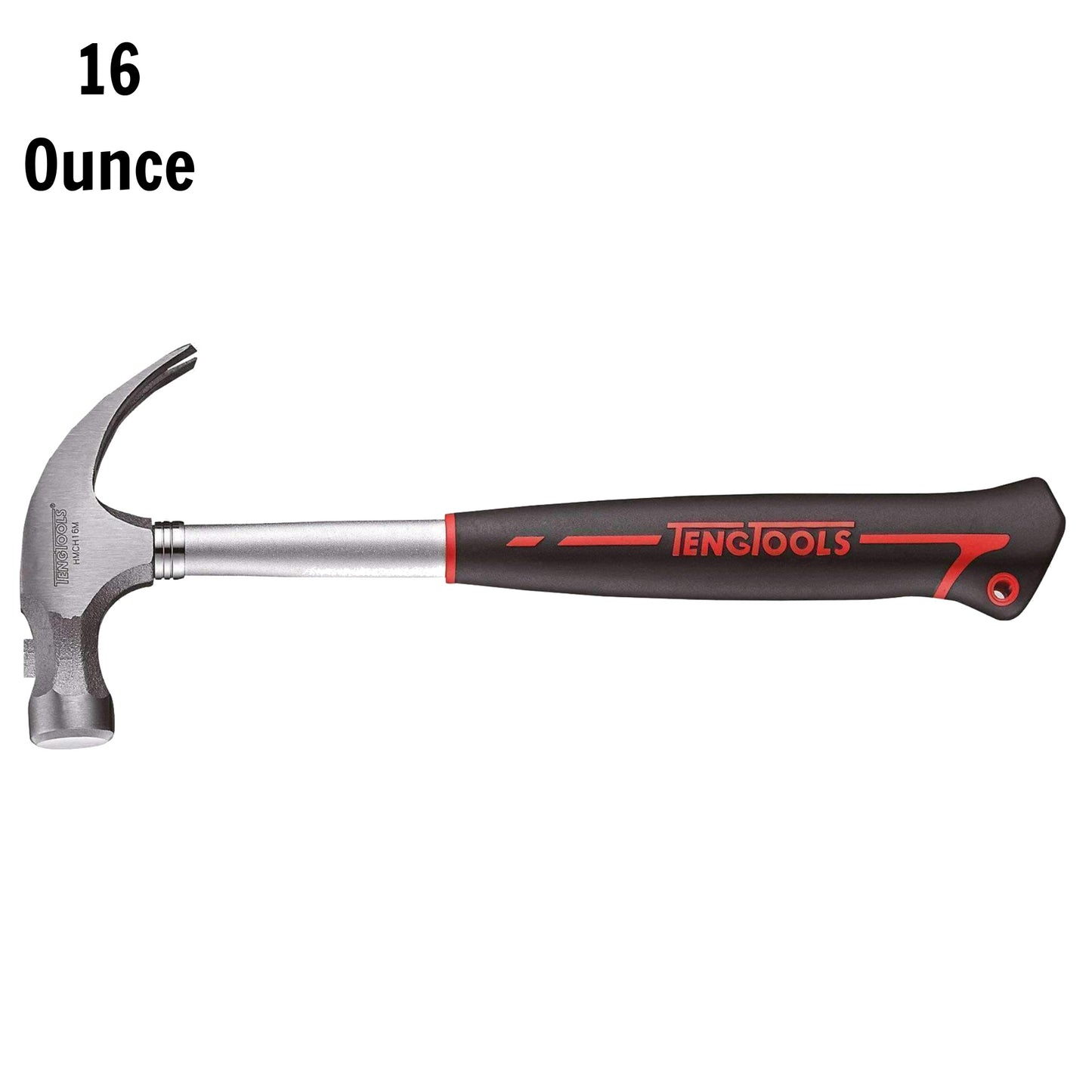 Teng Tools 16 Ounce Magnetic Lightweight Claw Hammer With Steel Tube And Comfortable Grip - HMCH16M