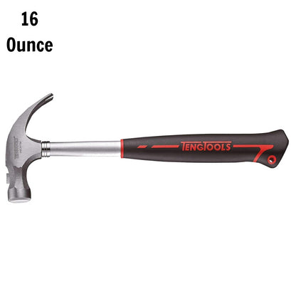 Teng Tools 16 Ounce Magnetic Lightweight Claw Hammer With Steel Tube And Comfortable Grip - HMCH16M