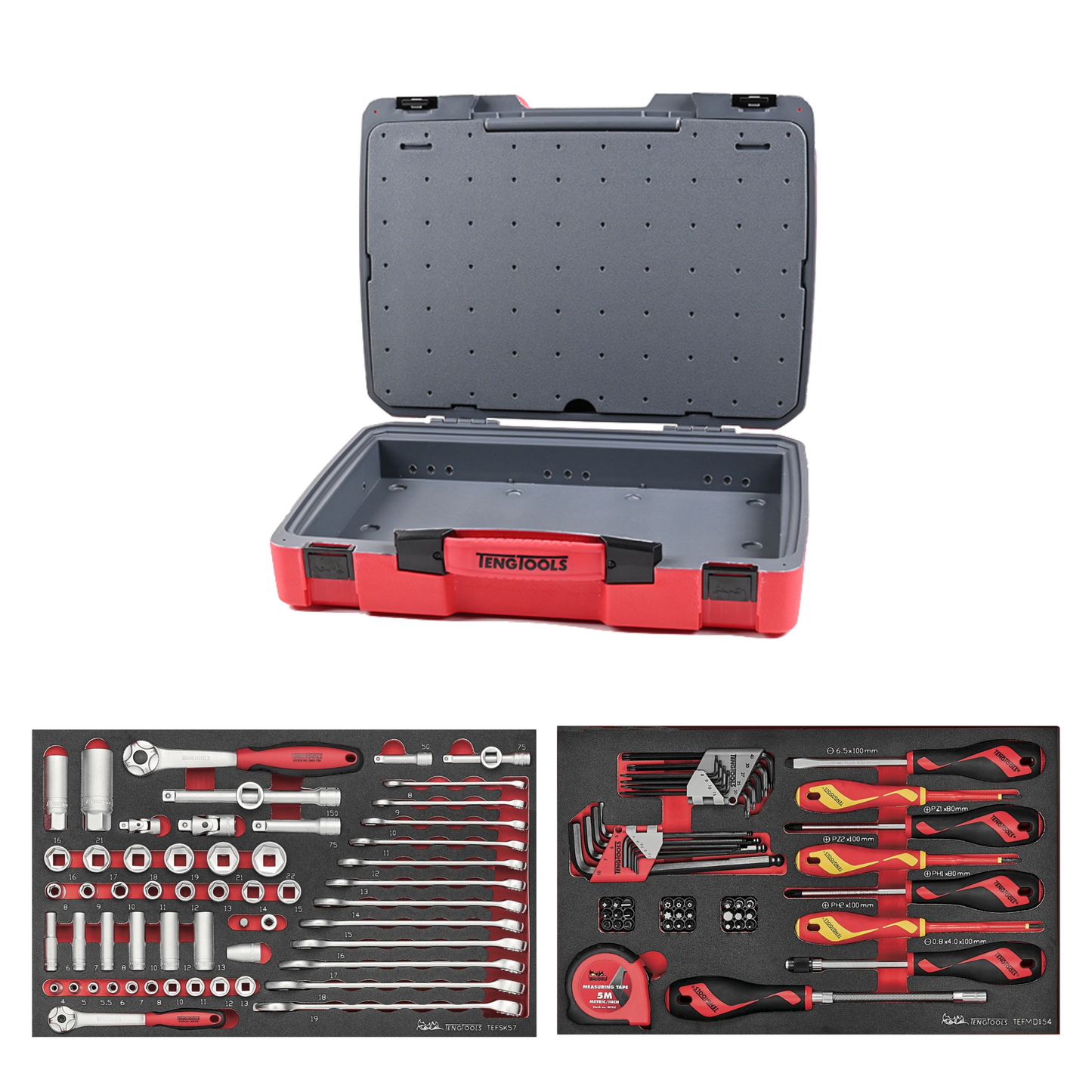 Teng Tools 111 Piece Mixed Drive Socket, Wrench, Screwdriver & Keys Foam Kit - TC-6T-17