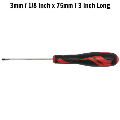 Teng Tools Tournevis à tête fendue de type plat de 3 mm / 1/8 pouces x 75 mm / 3 pouces de long - MD920N 