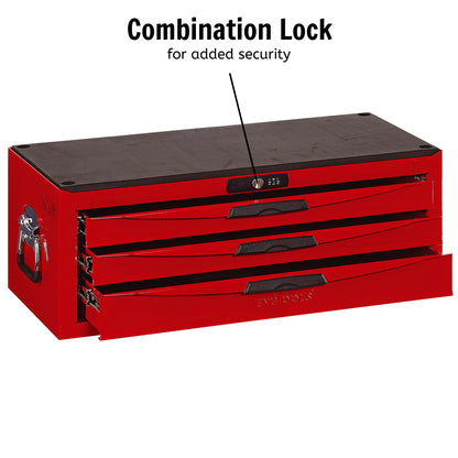 Teng Tools 3 Drawer 26 Inch Wide Red Portable Steel Lockable Middle Tool Box - TC803N