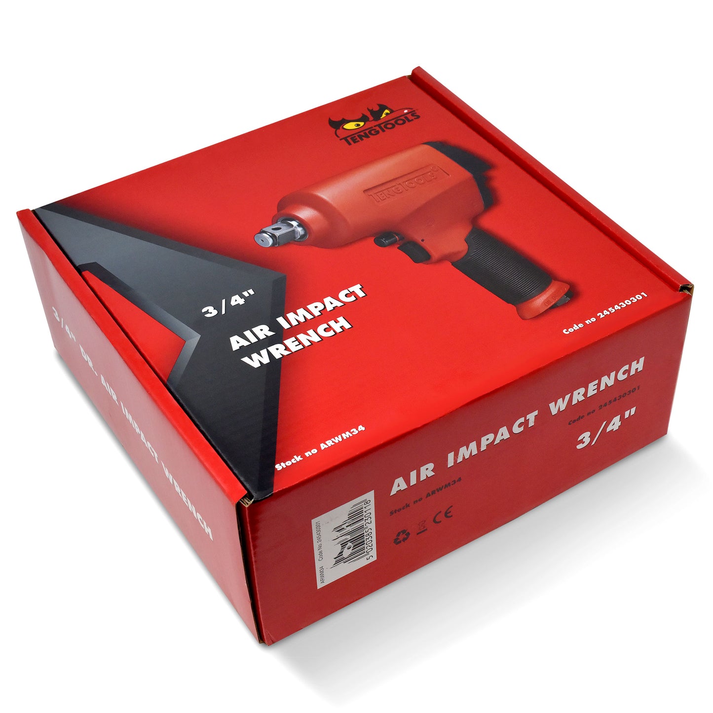 Teng Tools Pistolet à clé à chocs pneumatique en aluminium à couple élevé réversible à entraînement carré de 3/4 pouces - ARWM34