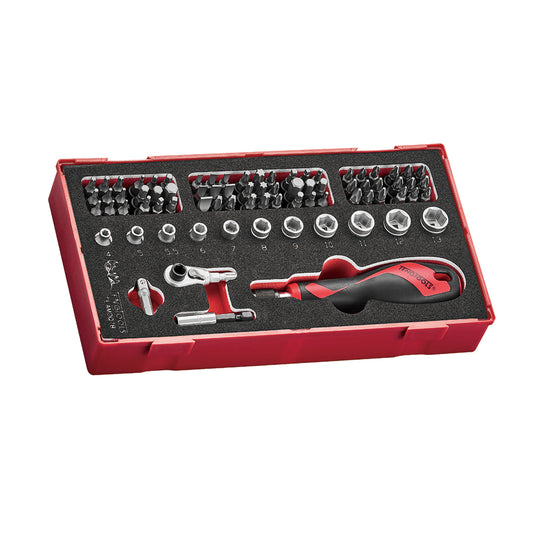Teng Tools Bits Driver Set 78 pièces dans un plateau à outils organisationnel en mousse EVA - TEAMDQ78