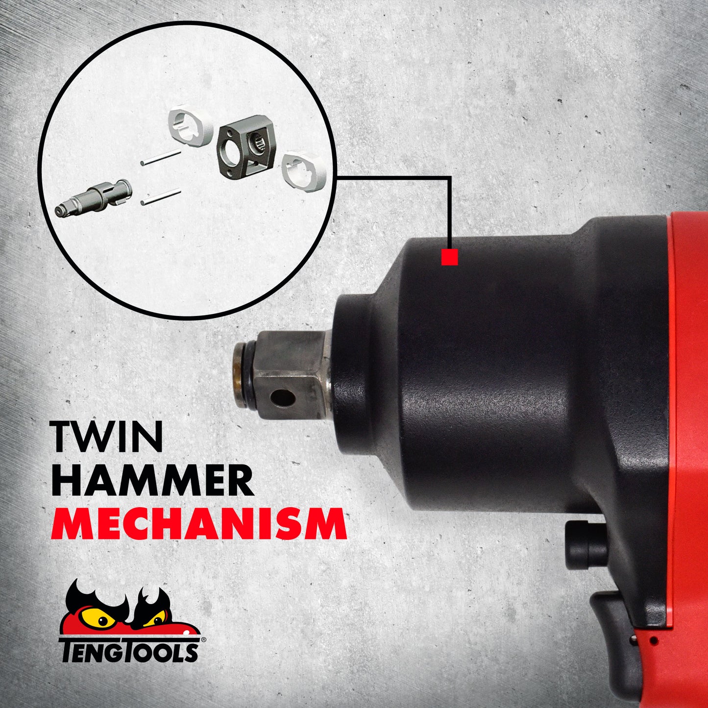 Teng Tools Pistolet à clé à chocs pneumatique composite réversible à entraînement carré de 3/4 po à couple élevé - ARWC34