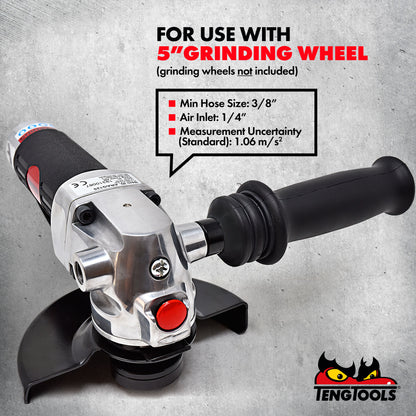 Teng Tools Outil de meuleuse d'angle pneumatique réglable 12 000 tr/min (pour roues de 5 pouces) - ARAG125