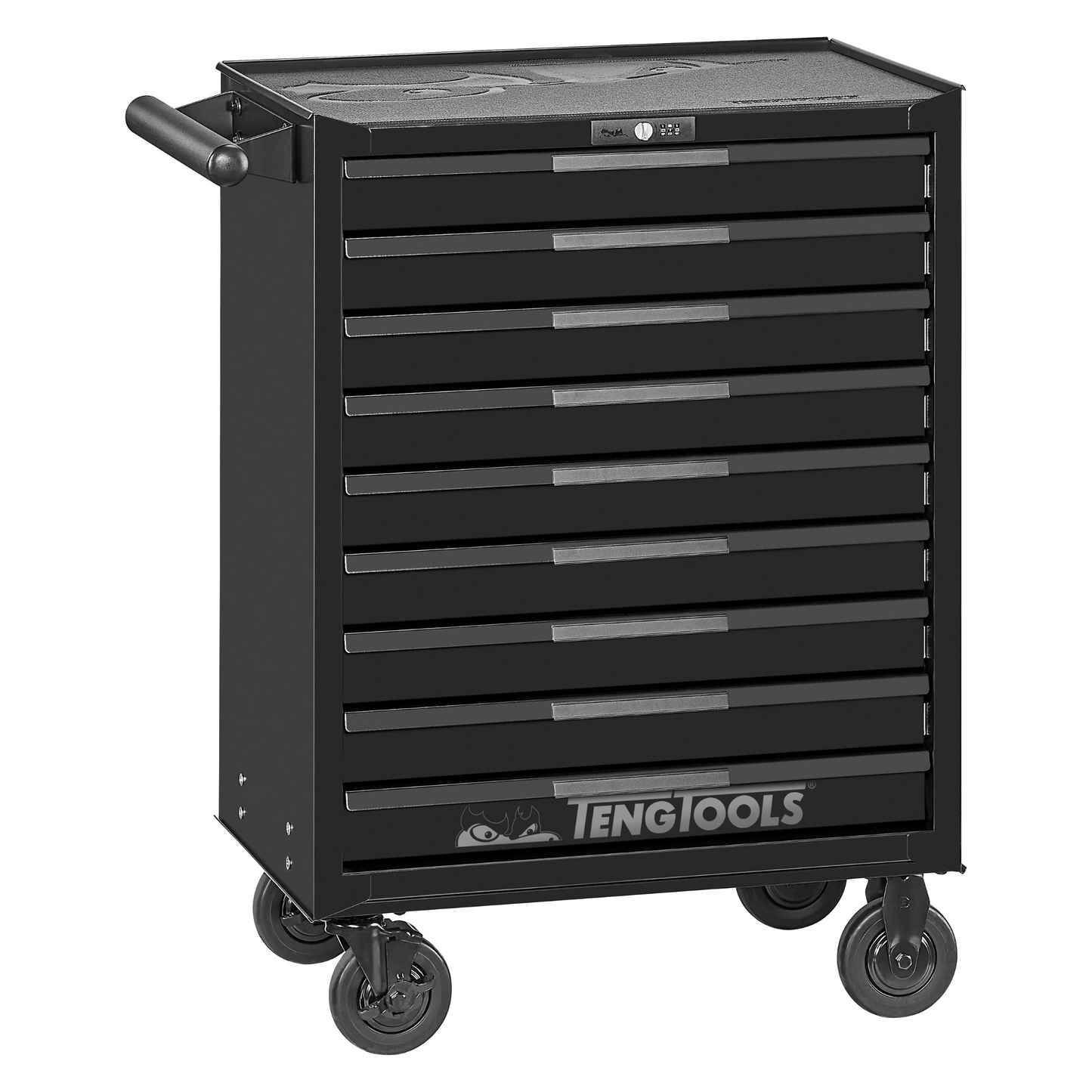 Servante à roulettes robuste noire PRO35 de 26 pouces de large et 9 tiroirs de Teng Tools - TSW26B9