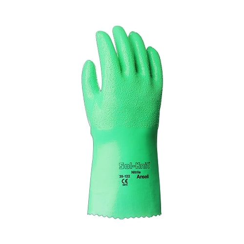Alphatec 39-122 12 Inches Reinforced Nitrile Gloves, Gauntlet Cuff, Interlock Knit Cotton Lined, Green - 12 per DZ