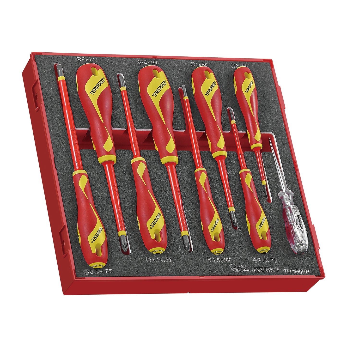 Teng Tools 91 Piece Insulated Screwdrivers & Pliers with Impact Bit Foam Kit - TC-6T-16