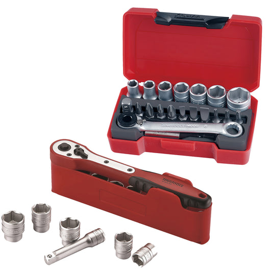 Teng Tools Juego de vasos con accionamiento de 3/8 y 1/4 pulgadas, 32 piezas, M3812N1