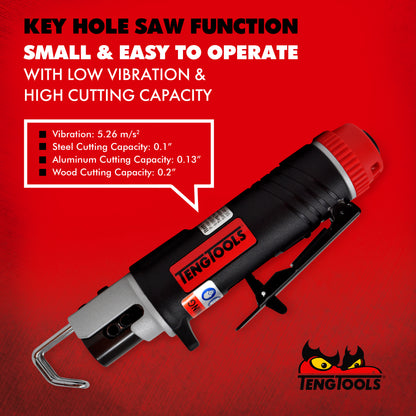 Teng Tools Scie pneumatique à trou de serrure petite et droite (pour acier, aluminium, cuivre, plastique, bois) - ARS02