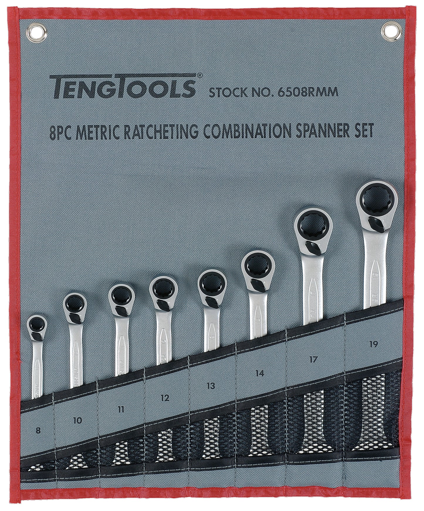 Teng Tools Jeu de 8 clés mixtes à cliquet 8 mm - 19 mm - 6508RMM