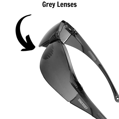 Teng Tools SG713G Lunettes de sécurité anti-buée et résistantes aux rayures inspirées du sport avec verres gris