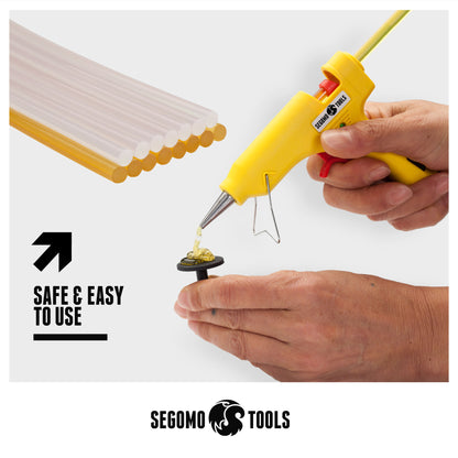 Segomo Tools Kit de herramientas para reparación y eliminación de abolladuras, abolladuras y daños sin pintura, 55 piezas, con elevador, extractor de puentes y pistola de pegamento (para carrocería, automóviles, motocicletas, bricolaje) - DENT01 