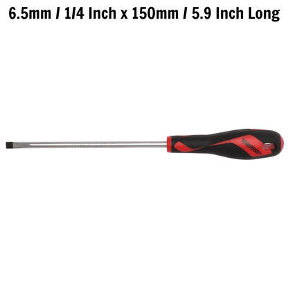 Teng Tools 6.5mm / 1/4 Inch x 150mm / 5.9 Inch Long Flat Type Slotted Head Screwdriver - MD928N5