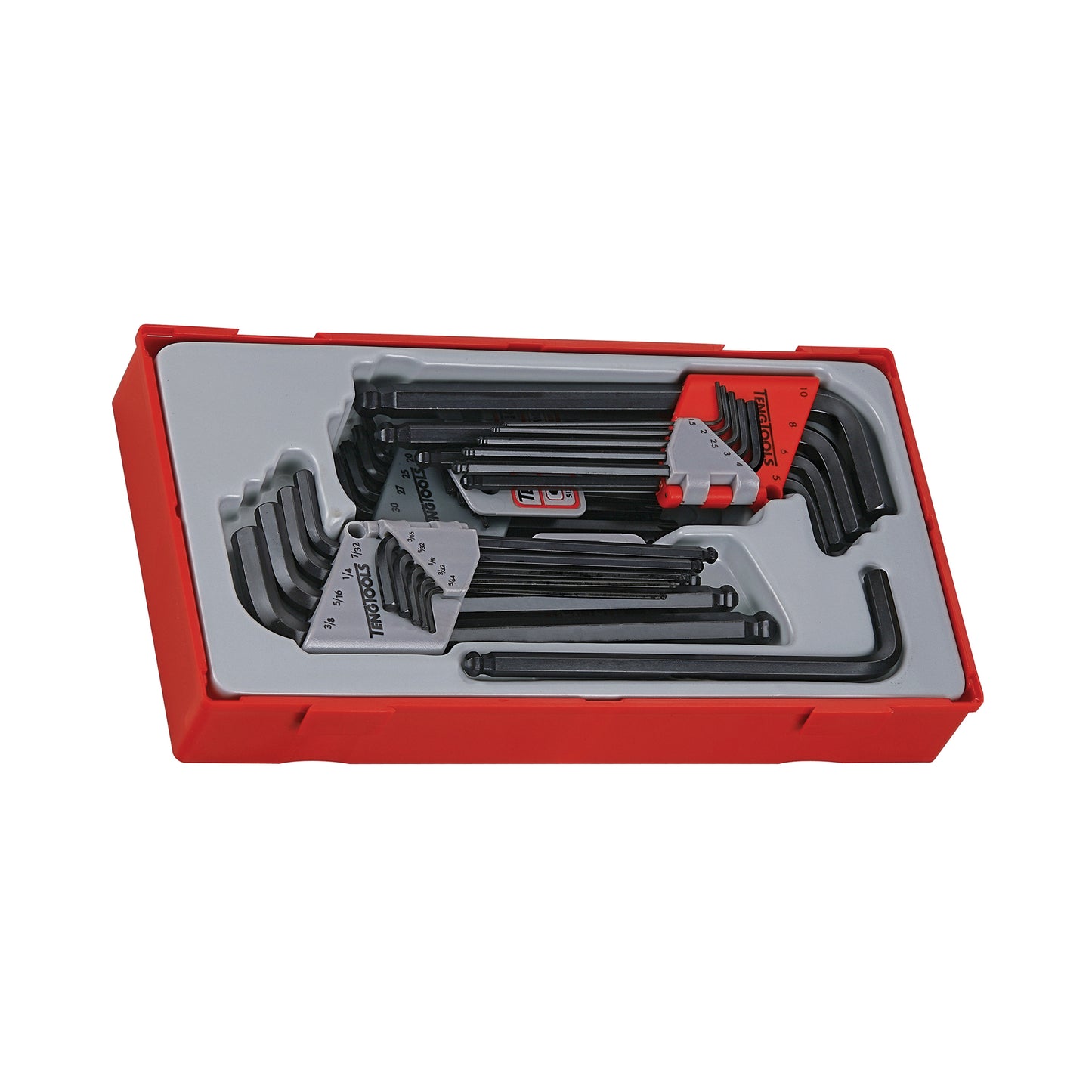 Teng Tools Jeu de 28 clés hexagonales et Torx à pointe sphérique métriques et SAE - TTHT28