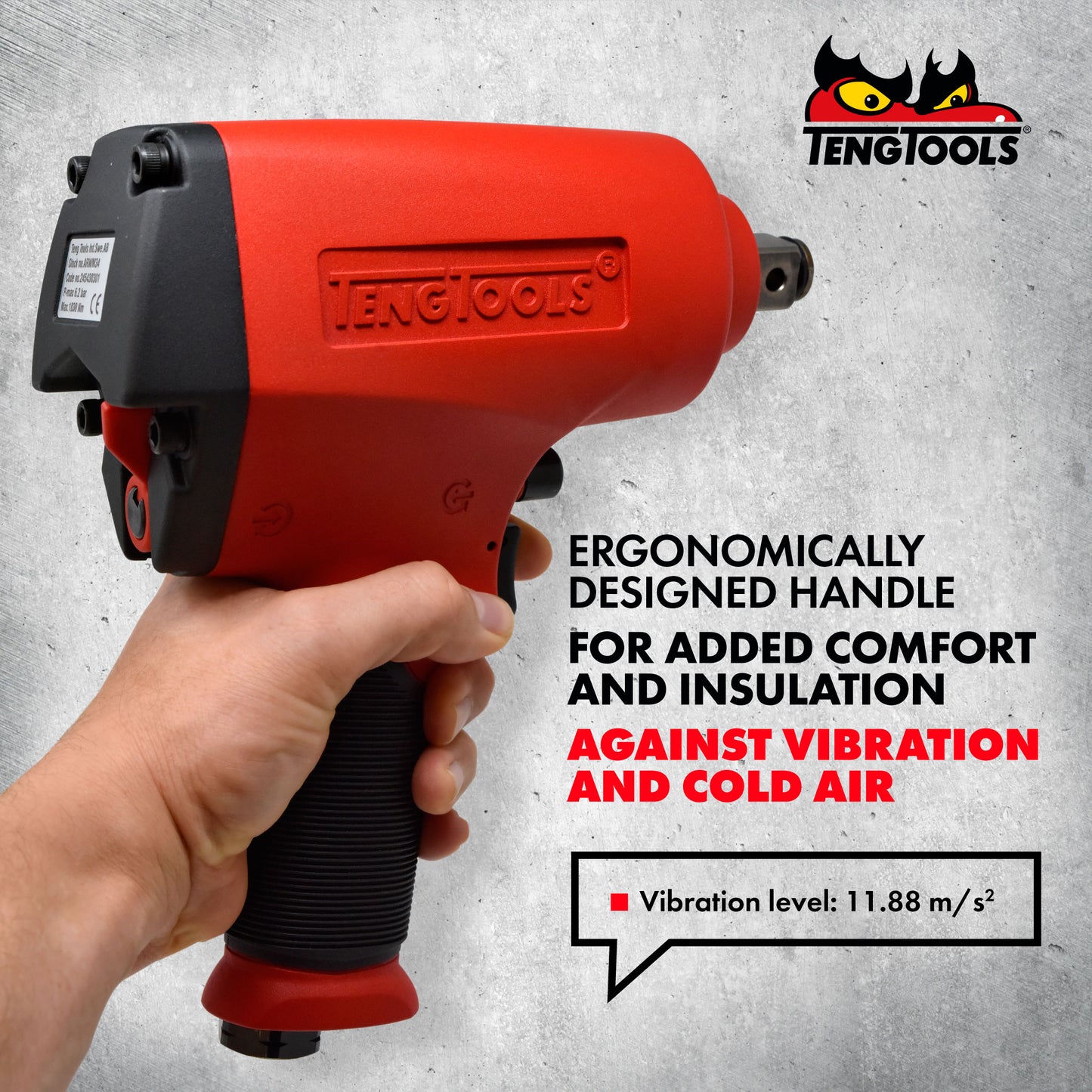 Teng Tools Pistolet à clé à chocs pneumatique en aluminium à couple élevé réversible à entraînement carré de 3/4 pouces - ARWM34