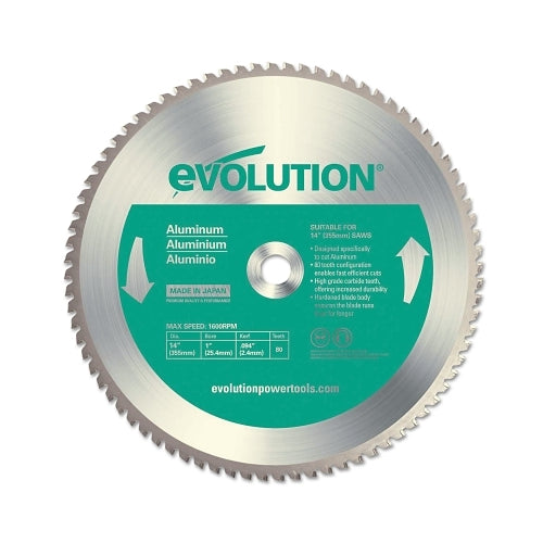 Evolution Tct Metal-Cutting Blade, 14 In, 1 Inches Arbor, 1600 Rpm, 80 Teeth - 1 per EA - 14BLADEAL