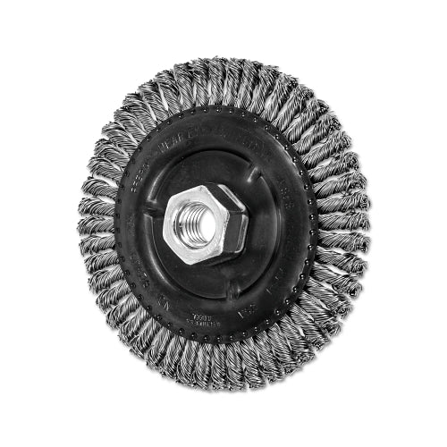 Advance Brush Stringer Bead Twist Knot Wheel, 4 7/8 D X 3/16 W, .02 Stainless Stl, 15000 Rpm - 1 per EA - 82608
