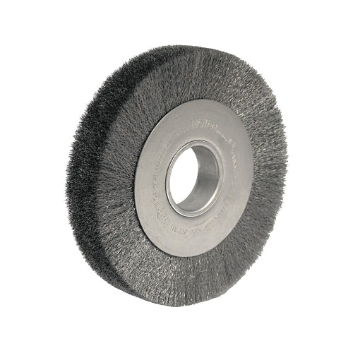 Weiler Wide-Face Crimped Wire Wheel, 8 Inches Dia. X 1.5 Inches W, 0.0118 Stainless Steel, 4000 Rpm - 1 per EA - 03590