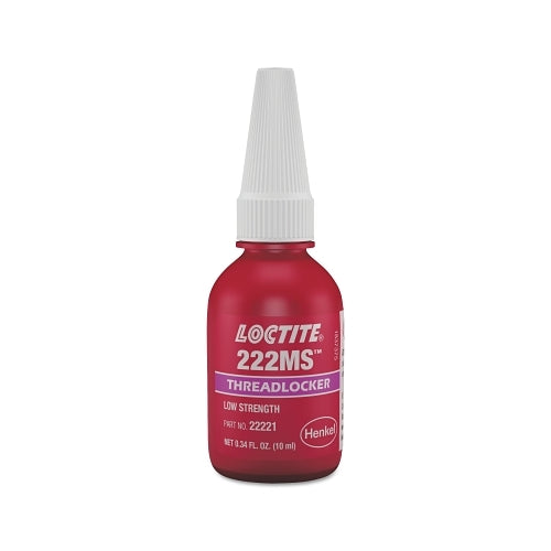 Frein-filet Loctite 222Ms x0099, faible résistance/petite vis, 10 ml, 1/4 pouces de diamètre ou moins, violet - 1 par BO - 135333