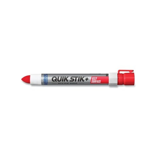 Markal Quik Stik+ Oily Surface Solid Paint Marker, 1/2 Inches Dia, 6 Inches L, Red - 12 per DZ - 028882