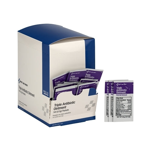 First Aid Only Triple Antibiotic Ointment, 0.9 G, Packets, 144 Per Box - 144 per BX - M462144
