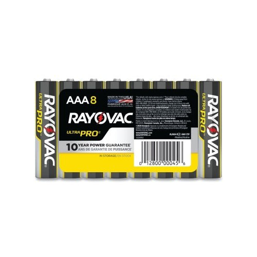 Rayovac Ultra Pro Alkaline Battery, 1.5V, Aaa, Shrink Pack, 8/Pk - 8 per PK - ALAAA8J