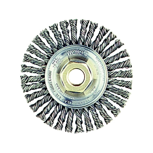 Weiler Roughneck Max Stringer Bead Wheel, 4 Inches Dia X 3/16 Inches W Face, 0.020 Inches Steel Wire, 20000 Rpm - 1 per EA - 13131