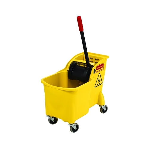 Rubbermaid Commercial Tandem Bucket And Wringer Combo, 31 Qt, Yellow - 1 per EA - FG738000YEL