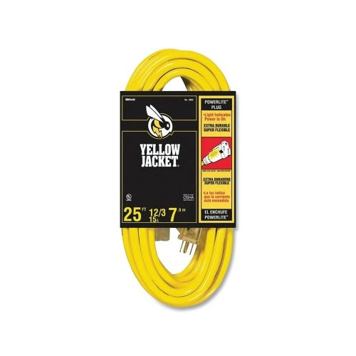 Woods Wire Yellow Jacket Power Cord, 25 Ft L, 12/3 Cord, Yellow - 1 per EA - 2883