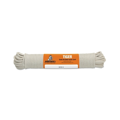 Samson Rope Tiger Sash Cord, 450 Lb Capacity, 100 Ft, 5/16 Inches Dia, Cotton, White - 1 per EA - 004020001060
