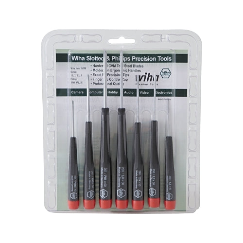 Wiha Tools 8-Pc Precision Tool Sets, Phillips/Slotted - 1 per ST - 26190
