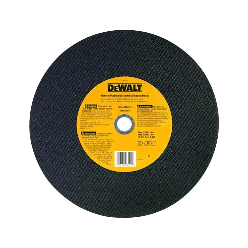 Dewalt Type 1 - Cutting Wheel, 14 In, 1 Inches Arbor, A24R, 4400 Rpm, General Purpose - 10 per BOX - DW8001