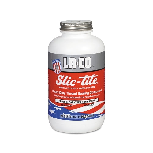 La-Co Slic-Tite Paste Thread Sealant W/ Ptfe, 1 Pt, Brush-In-Cap, White - 1 per CN - 42029