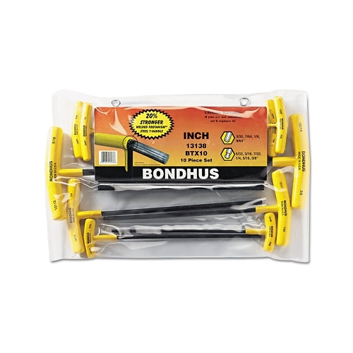 Bondhus Balldriver T-Handle Hex Key Sets, Hex Ball Tip, Inch - 1 per ST - 13138