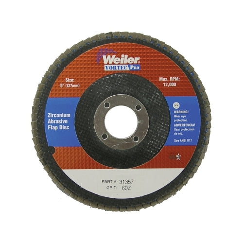 Weiler 5Inches Vortec Pro Abrasive Flap Disc, Angled, Phenolic Back - 1 per EA - 31357