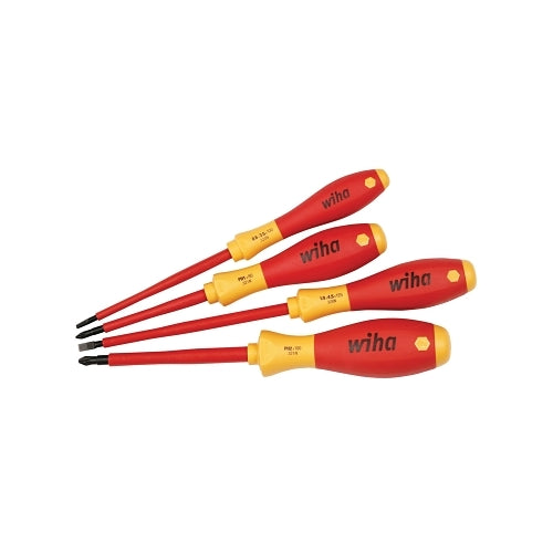 Wiha Tools Softfinish Insulated Screwdriver Set, Metric, Includes 2-Phillips/2-Slotted, 4-Pc - 1 per SET - 32090